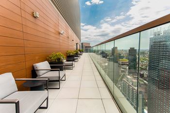Resident rooftop with city views